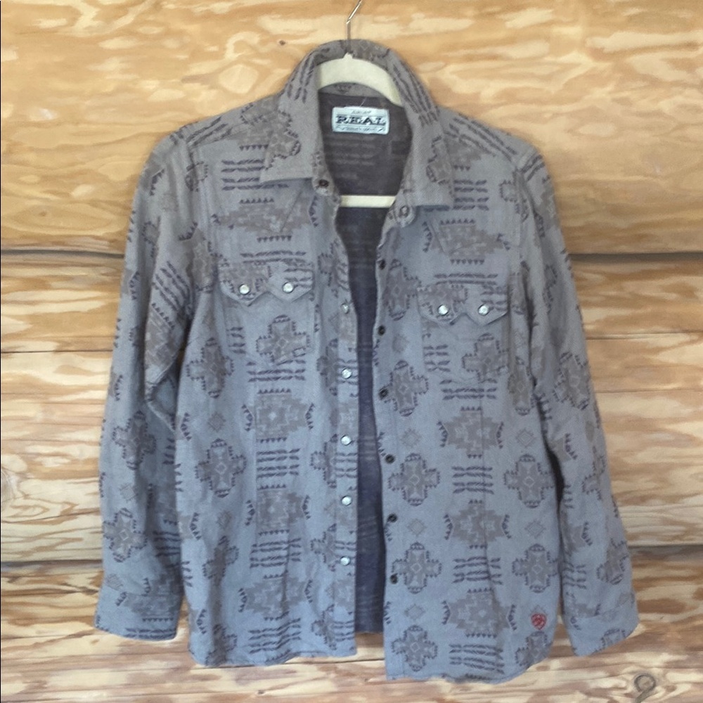 Ariat Brown and Tan Button Down Shirt